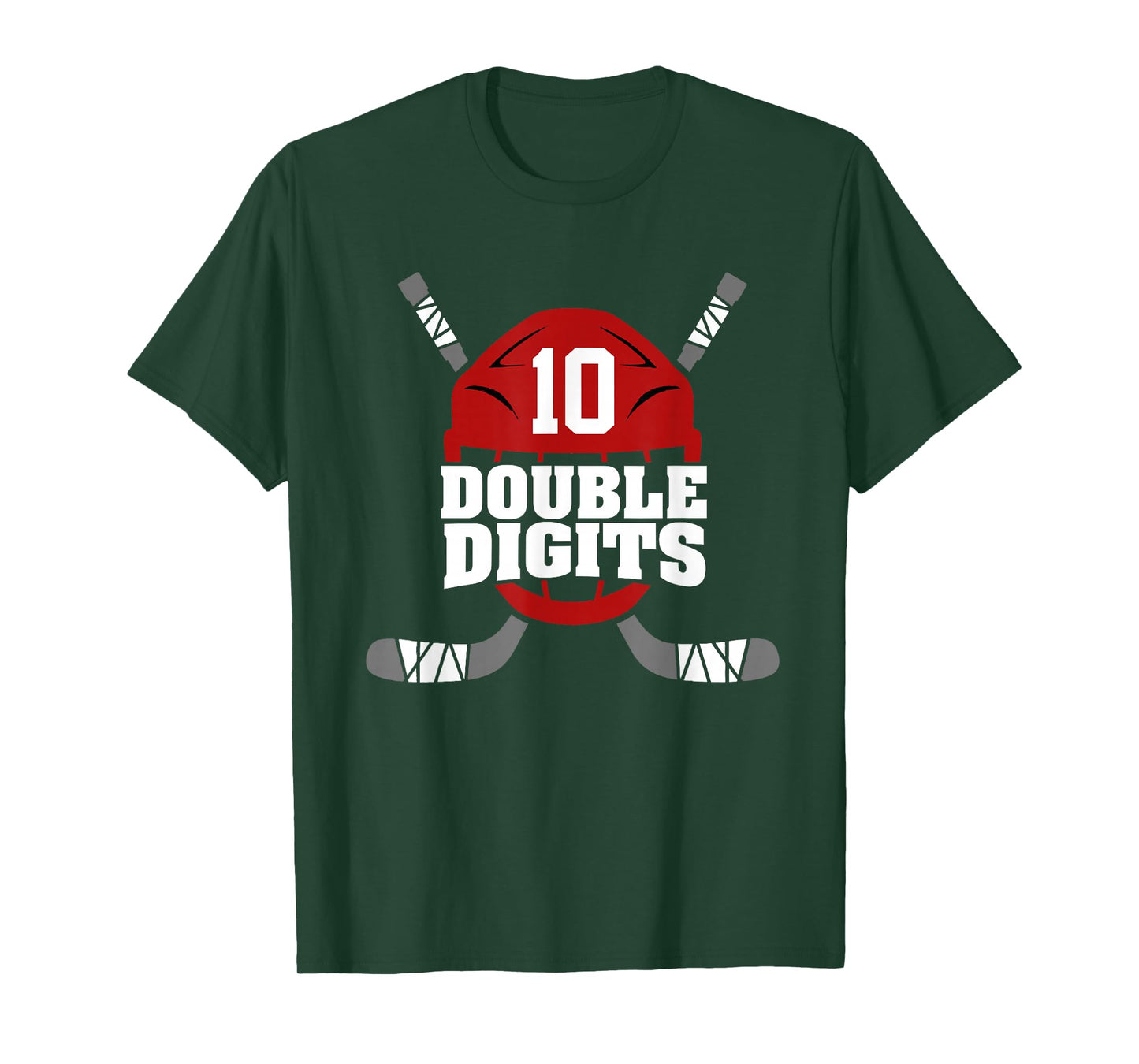 Double Digits 10 Year Old Boy Hockey 10th Birthday T-Shirt