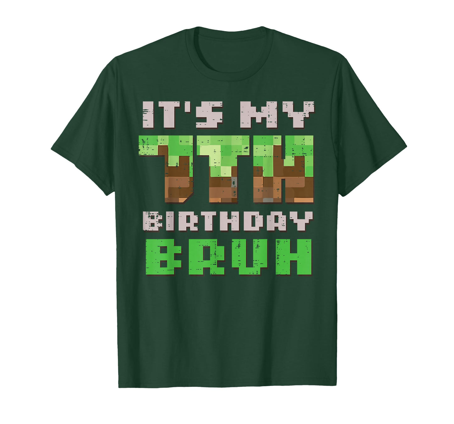 Its My 7th Birthday Bruh Pixel Gamer 7 Bday Gaming Boys Kids T-Shirt