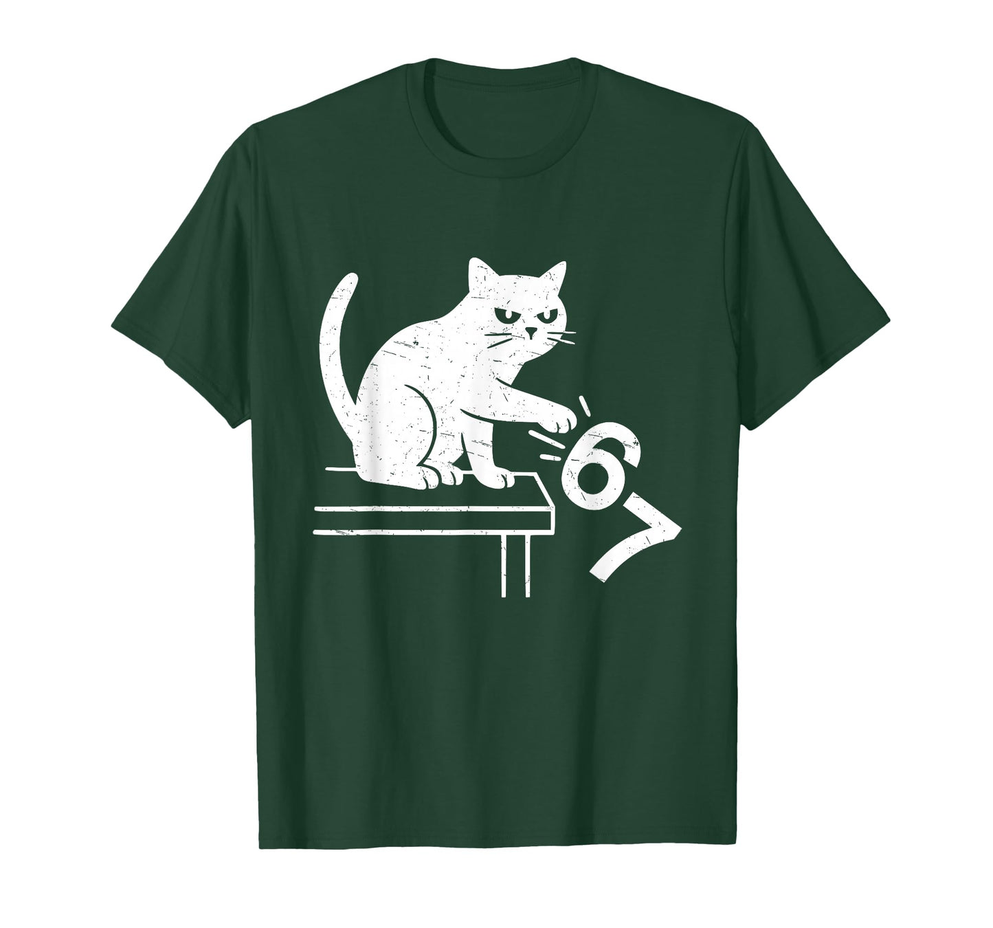 Anti Six Seven Cat Meme Funny 6 7 Meme Cat Knocking Off 67 T-Shirt