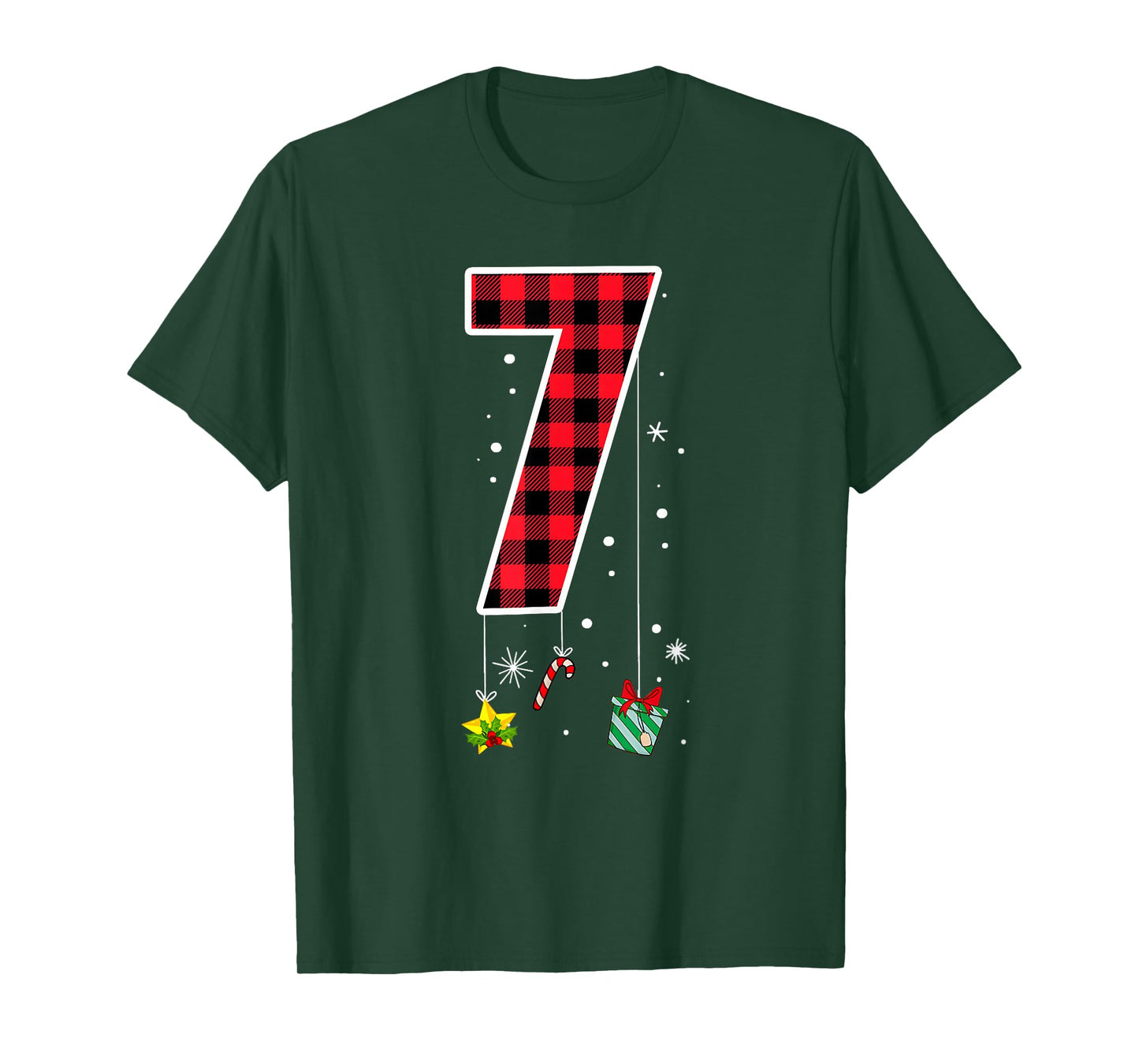 Number 7 Funny Meme Saying 6 7 Six Seven Christmas Red Plaid T-Shirt