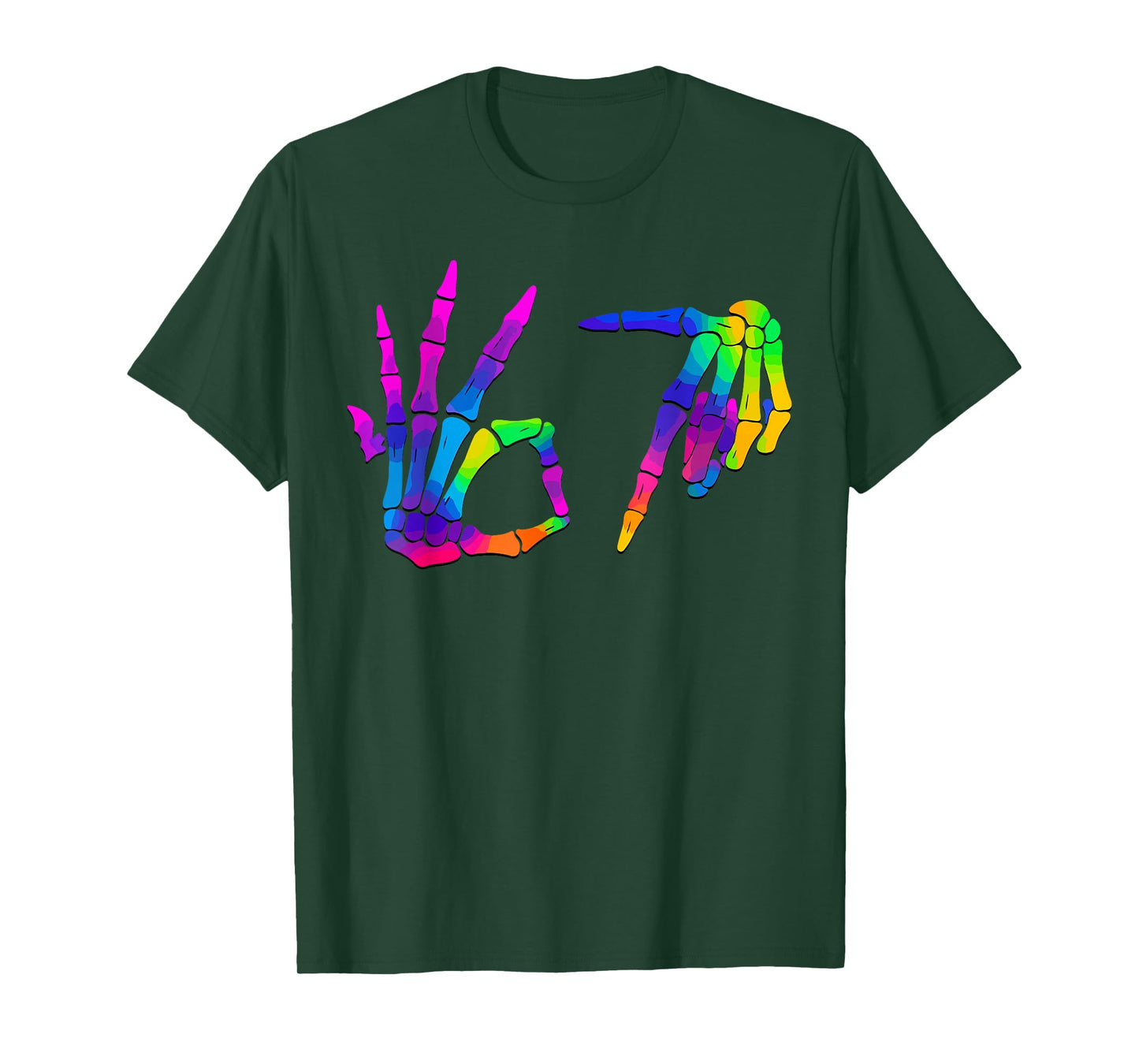 Six Seven 6 7 Meme 67 Skeleton Hand Halloween Costume T-Shirt
