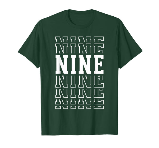 Nine 9th Birthday Layered Text 9 Year Old T-Shirt