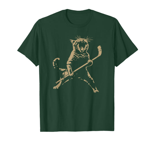Cat Playing ice Hockey T-Shirt