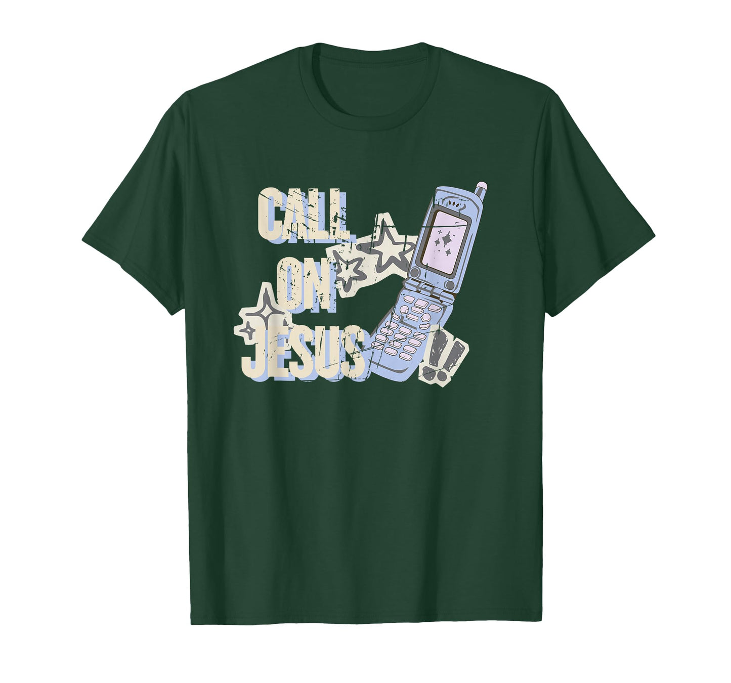 Call On Jesus Flip Phone Subtle Christian Faith Gospel Tee T-Shirt