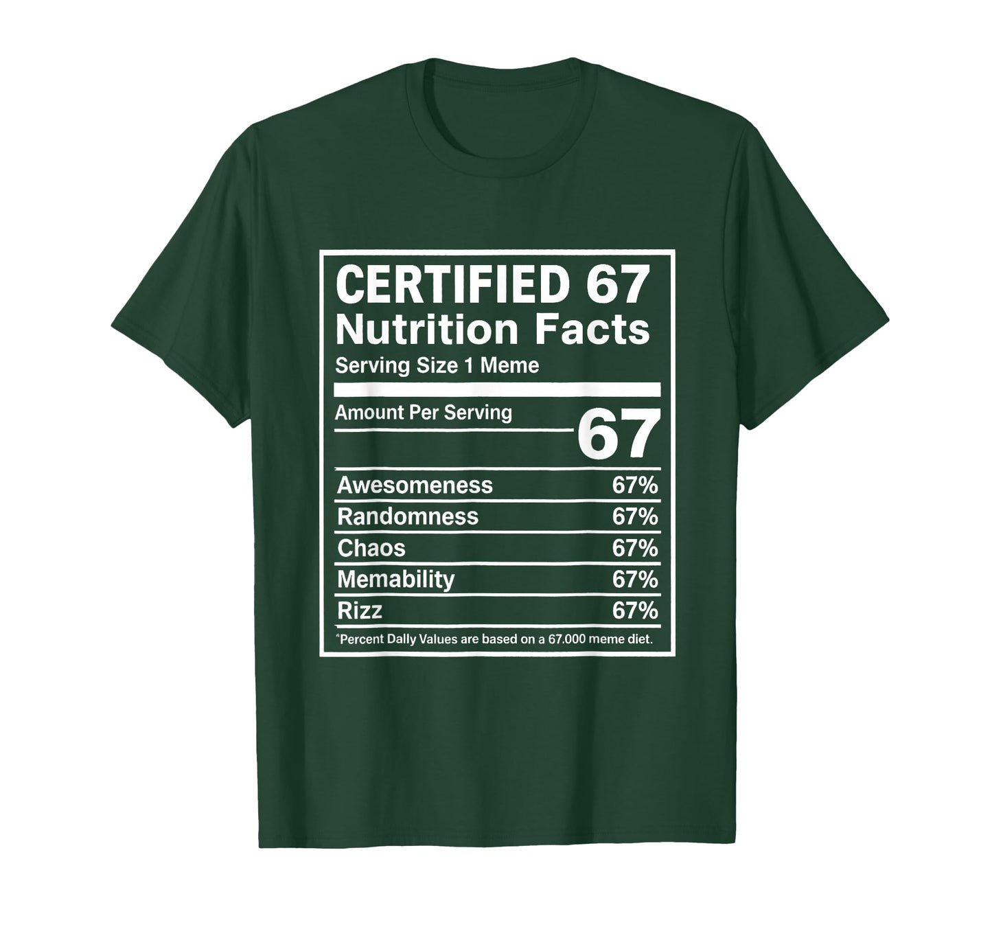 Certified 6 7 Six Seven Nutrition Facts T-Shirt