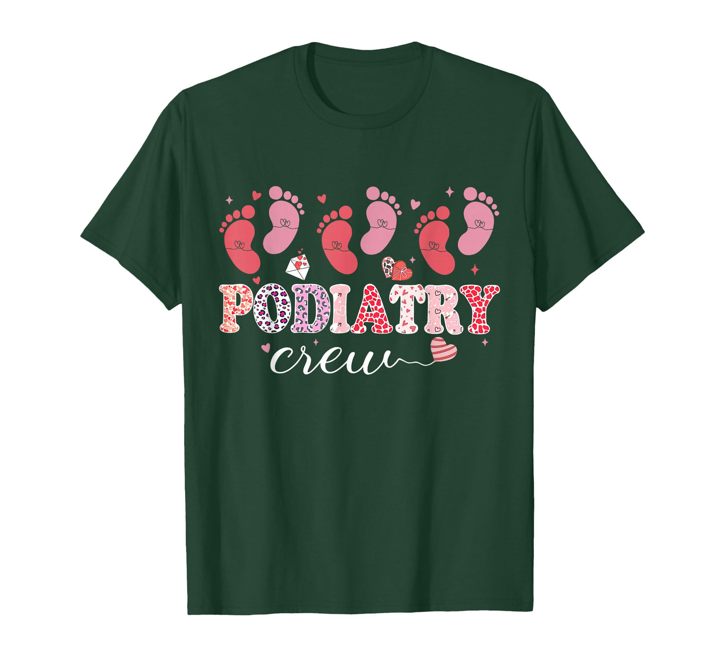 Podiatry Crew Footprint Podiatrist Foot Dr Nurse Valentines T-Shirt