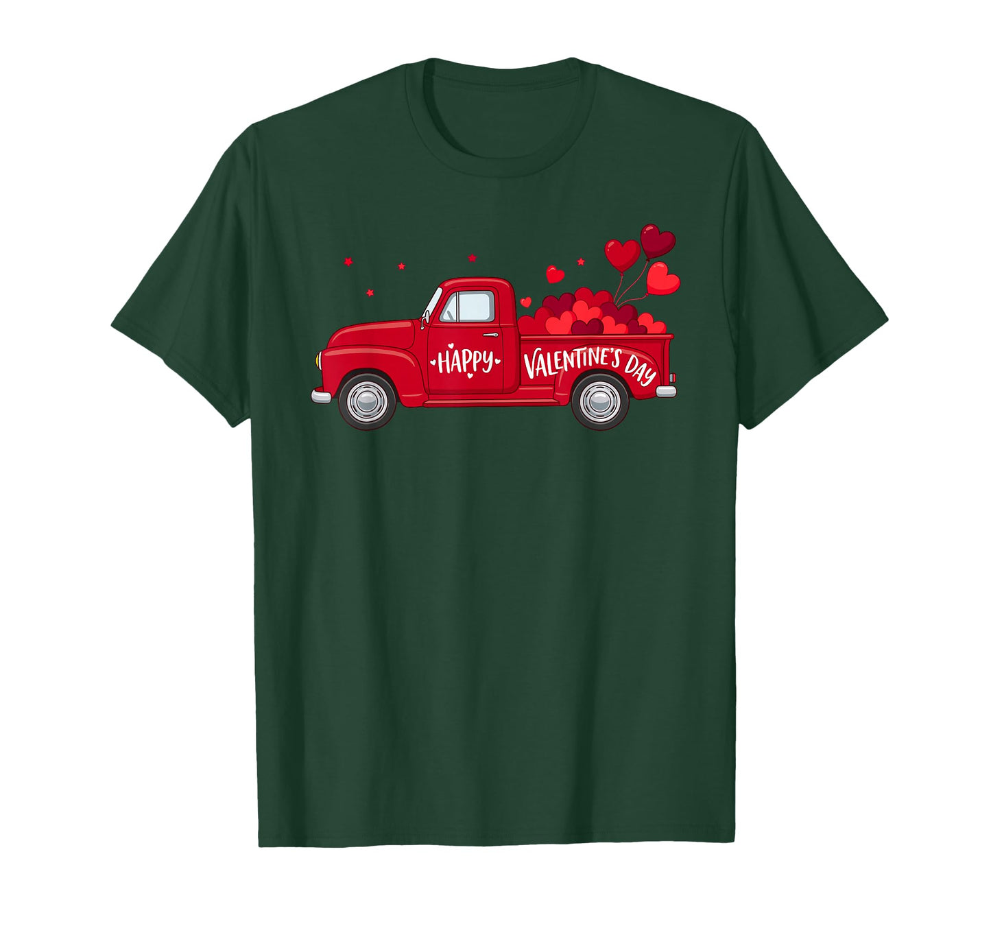 Classic Red Truck Happy Valentine's Day Farmhouse Hearts T-Shirt