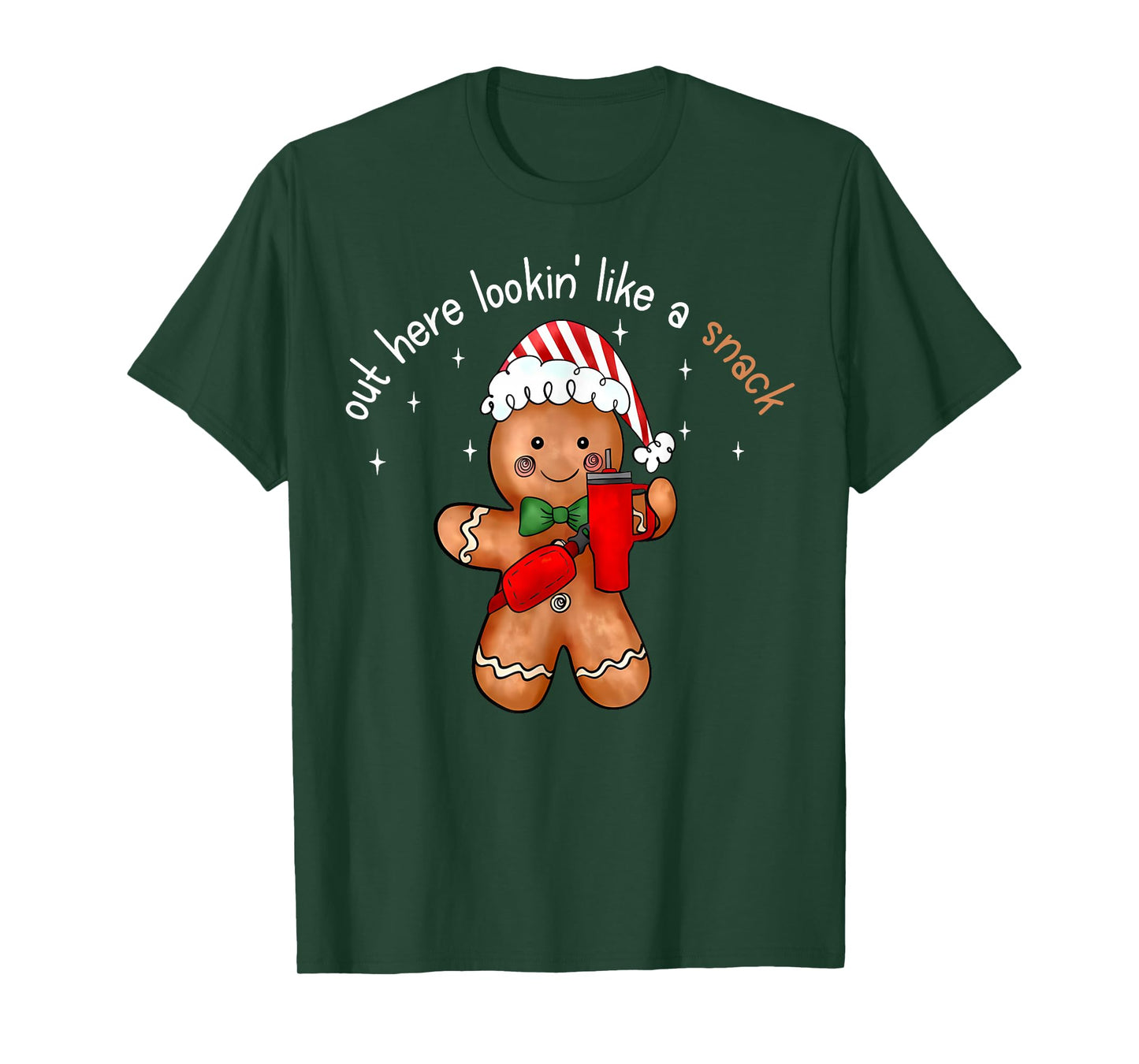 Out Here Looking Like A Snack Funny Xmas Light Gingerbread T-Shirt