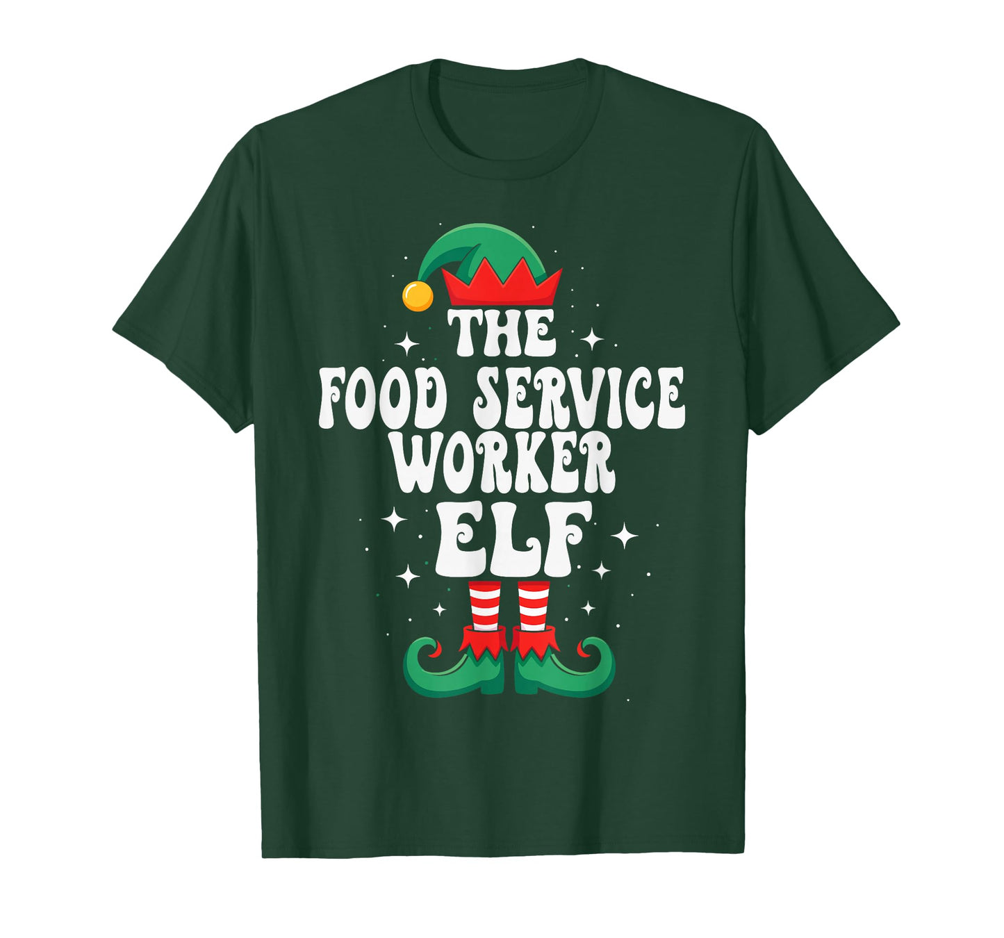The Food Service Worker Elf Funny Christmas T-Shirt