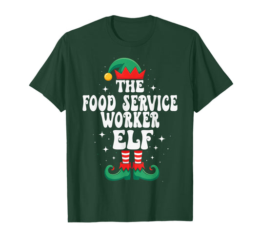 The Food Service Worker Elf Funny Christmas T-Shirt