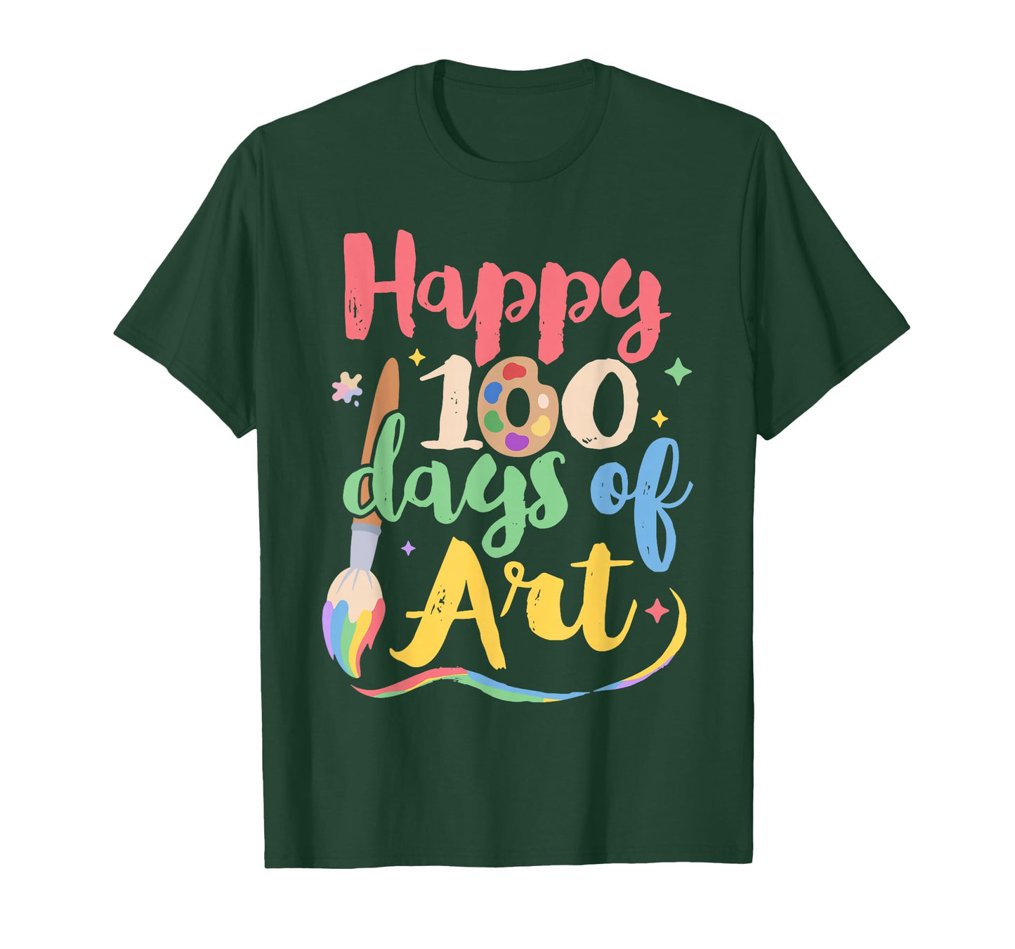 100 Days of School Art Teacher Art Lover 100th Day of Art T-Shirt