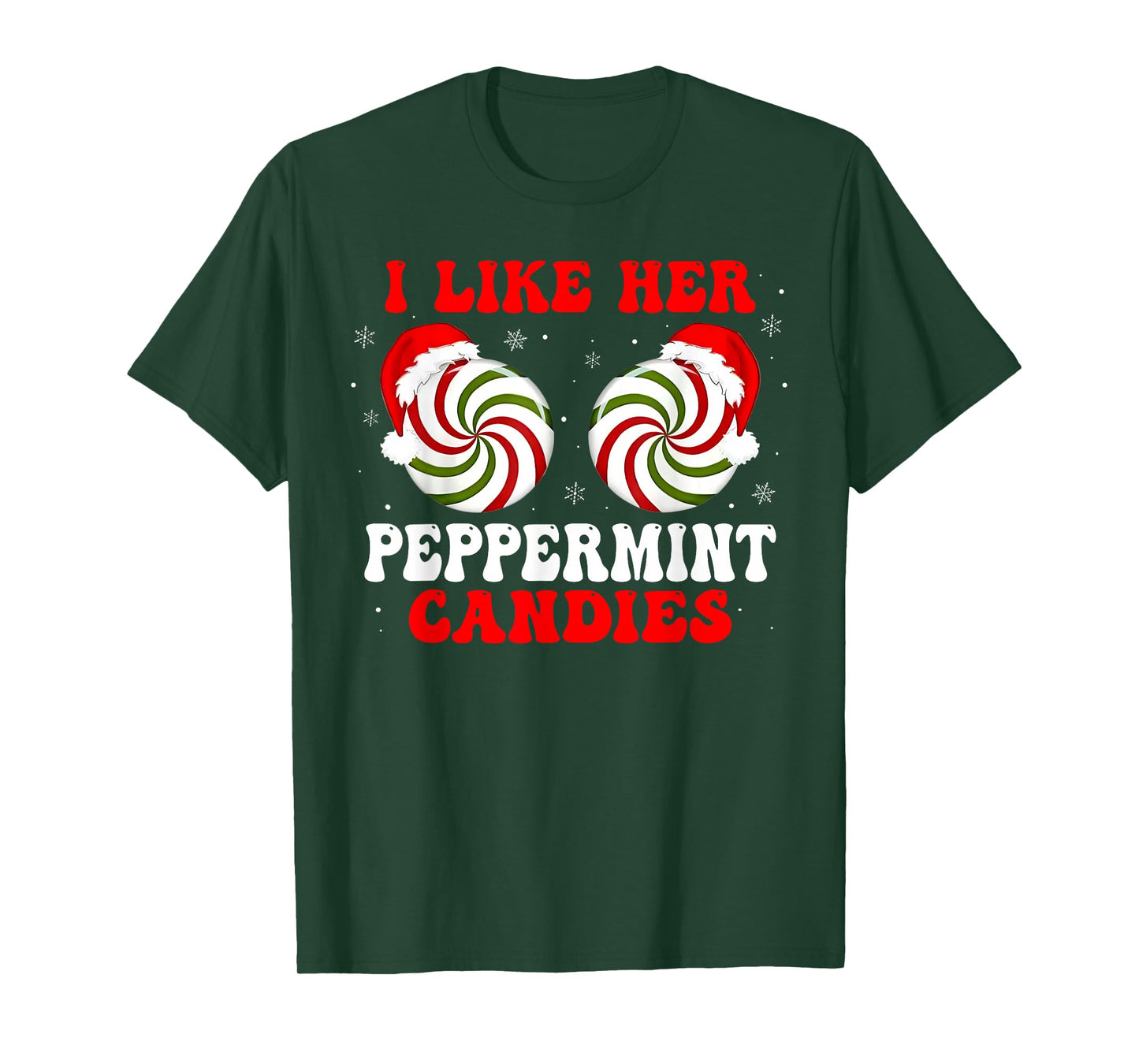 I Like Her Peppermint Candies Couples Matching Christmas T-Shirt