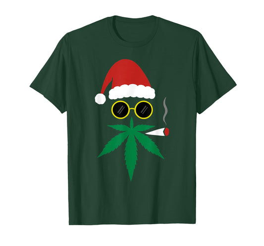 Funny Santa Smoking A Joint Marijuana 420 Stoner Christmas T-Shirt
