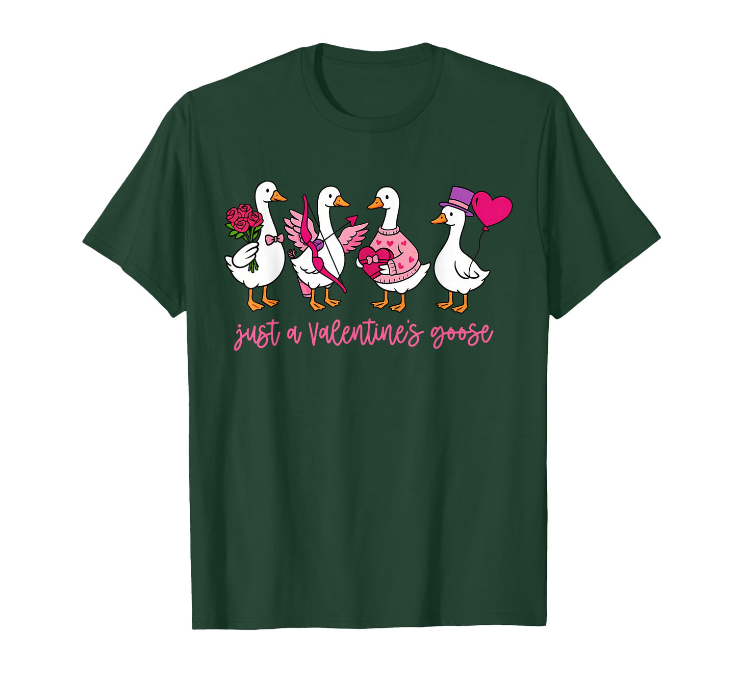 Just A Valentines Goose Cute Silly Geese Valentines Women T-Shirt