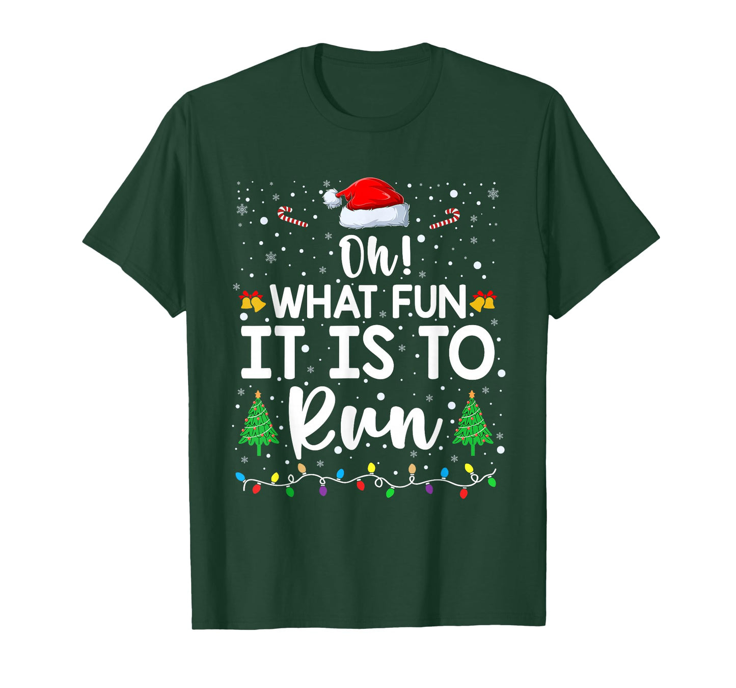 Oh What Fun It is to Run Christmas Funny Running Athlete T-Shirt