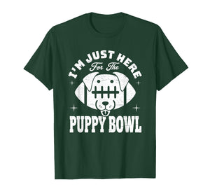 Just Here for The Puppy Bowl Funny Dog Lover Football T-Shirt
