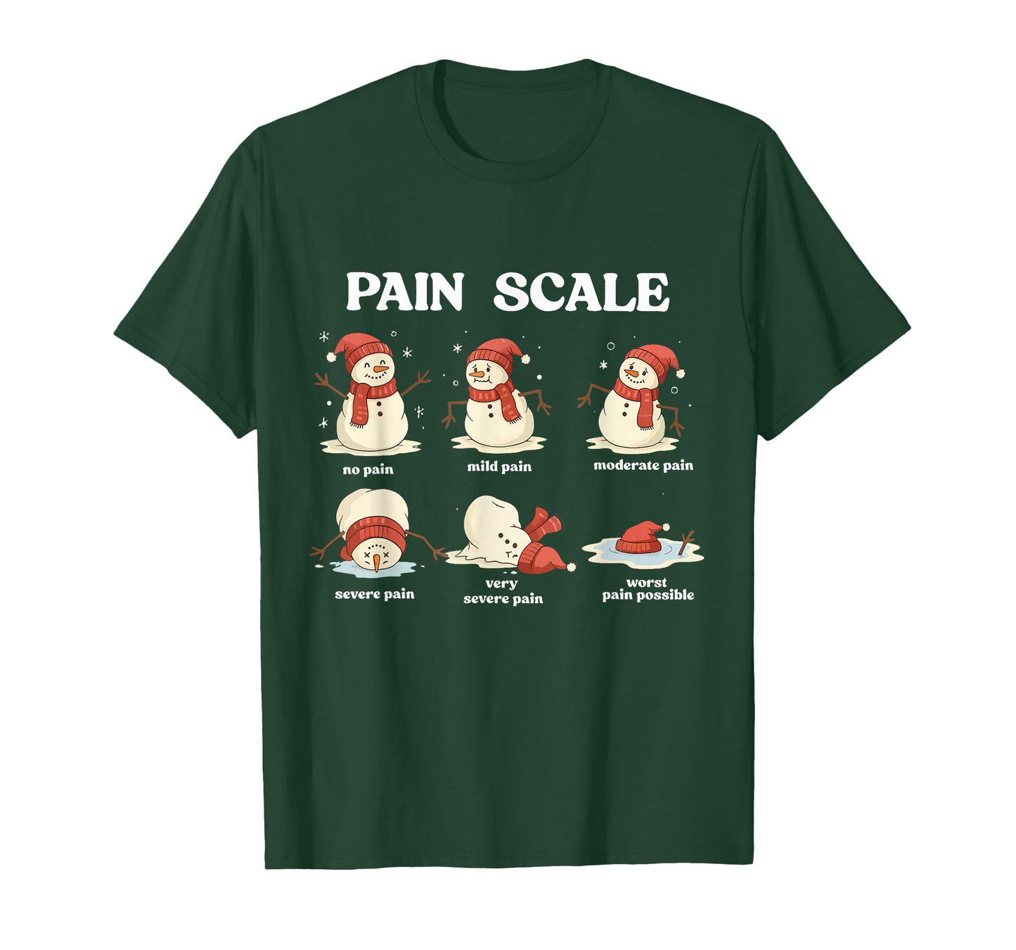 Pain Scale Snowman Nurse Christmas Xmas Snow Pajamas Holiday T-Shirt
