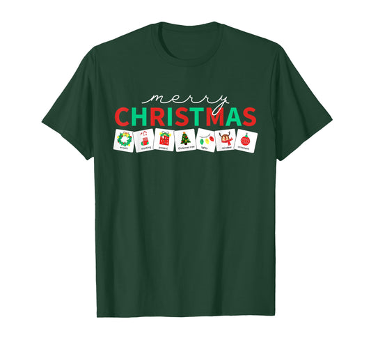 Christmas Symbols Special Education Teacher Speech Pathology T-Shirt