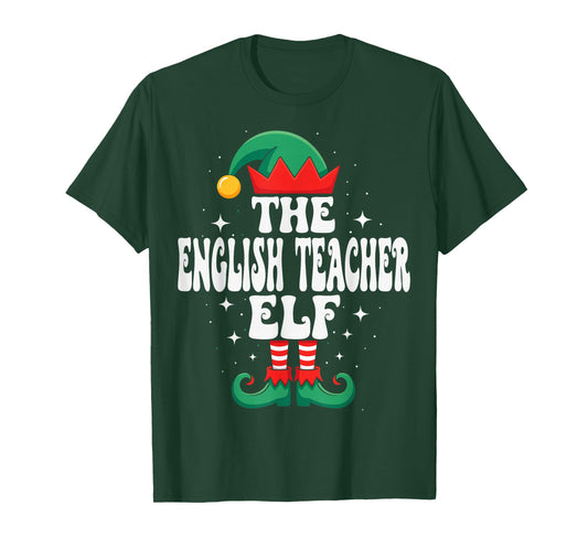 The English Teacher Elf Funny Christmas Matching Family T-Shirt