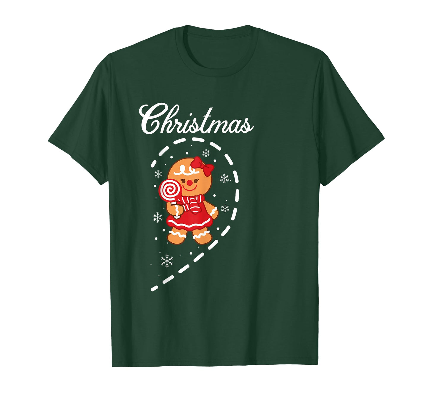 Cute Gingerbread Bow Heart Merry Christmas Matching Couples T-Shirt