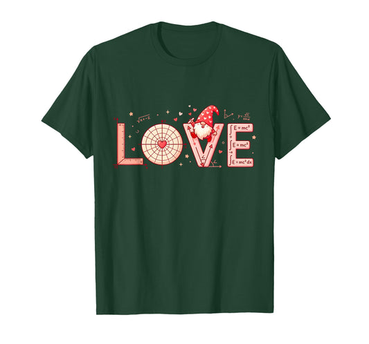 Math Love Gnome Valentine Shirt Cute Gnome Teacher Design T-Shirt