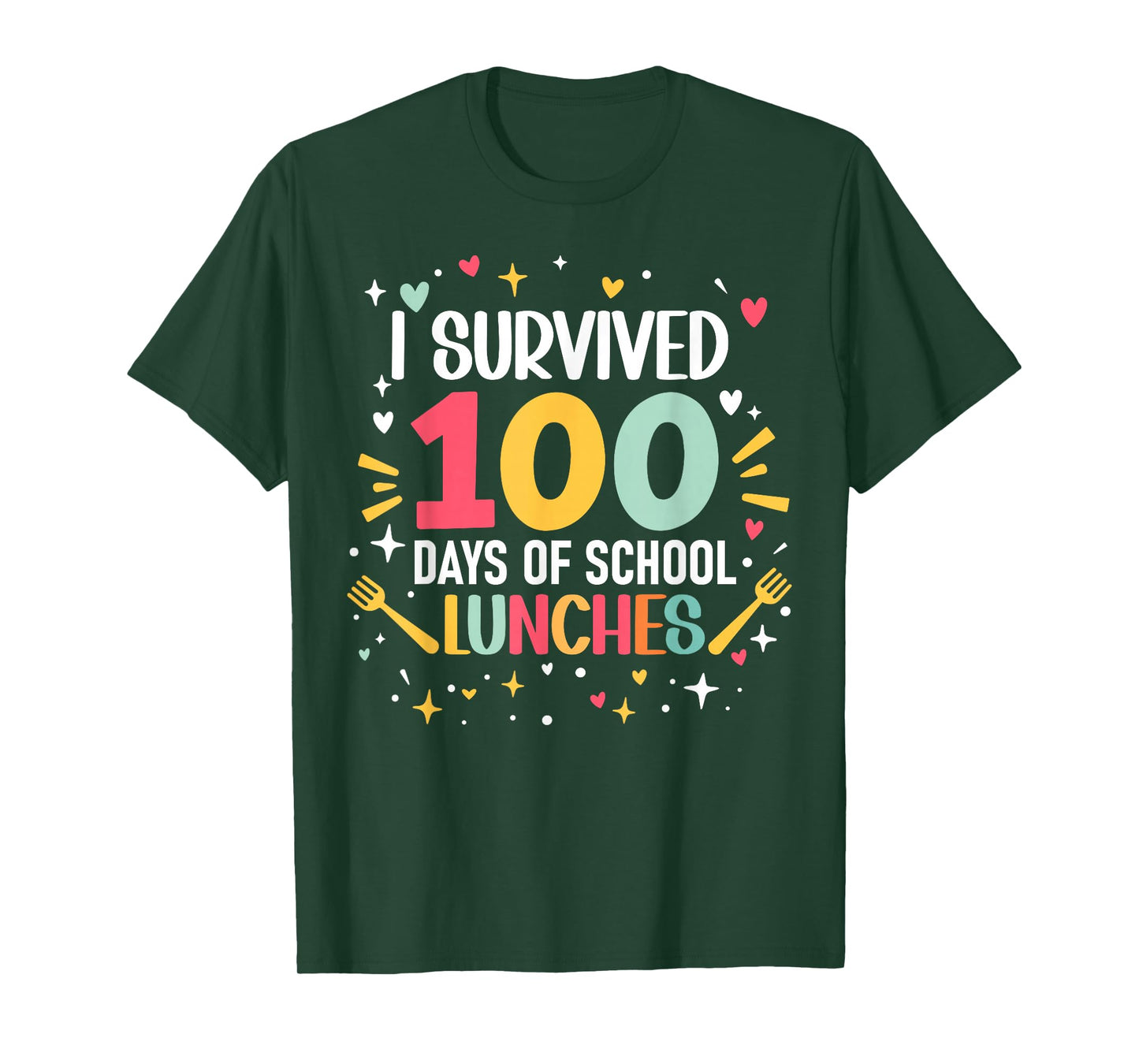 I Survived 100 Days of School Lunches 100th Day Cafeteria T-Shirt