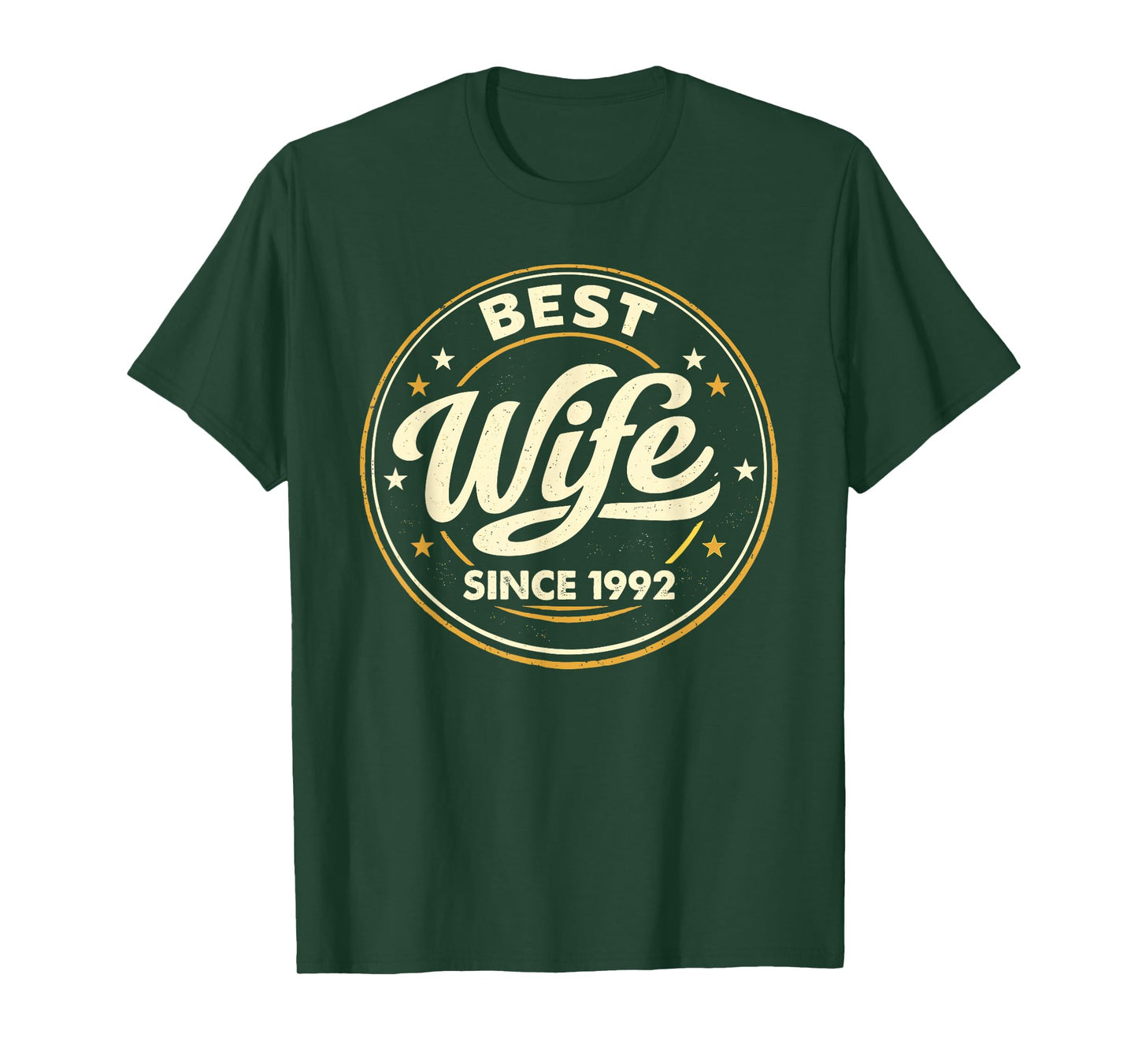 Vintage Badge Best Wife Since 1992 34th Wedding Anniversary T-Shirt