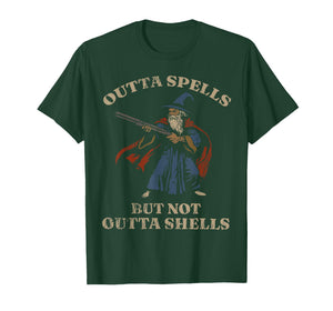 Outta Spells But Not Outta Shells Wizard Fantasy Meme T-Shirt