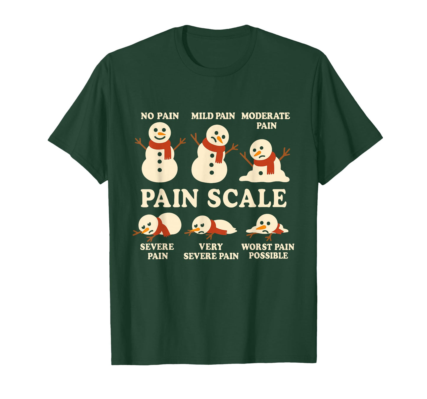 Pain Scale Snowman Funny Nurse Christmas ICU Nurse T-Shirt