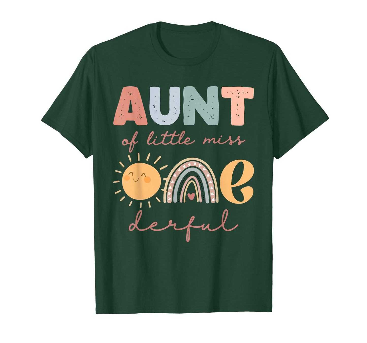 Aunt of Little Miss Onederful First Birthday Boho Rainbow T-Shirt