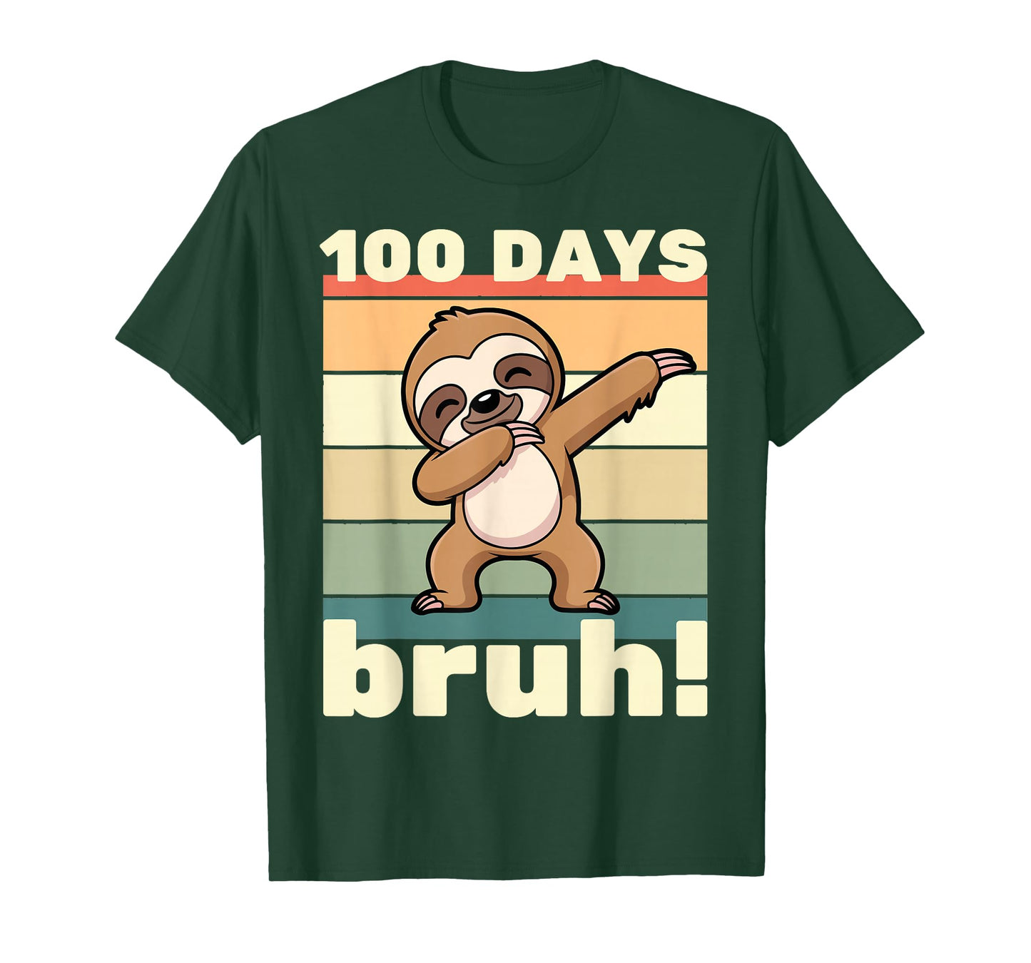 100 Days of School Bruh Funny Kids Boys Girls Dabbing Sloth T-Shirt
