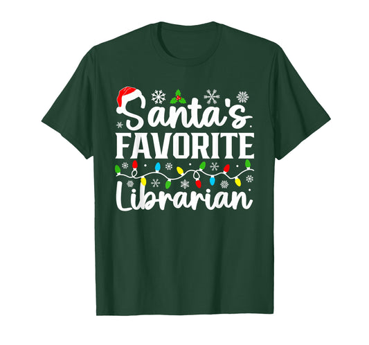 Santa's Favorite Librarian Funny Christmas Family Matching T-Shirt