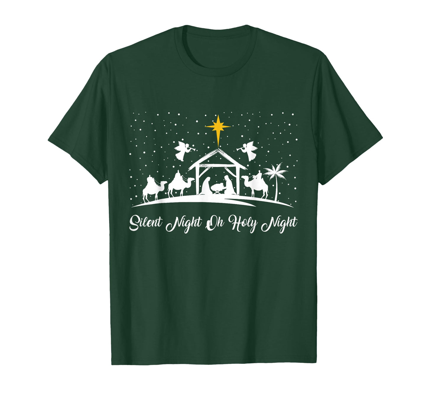 Silent Night Holy Night Nativity Scene Christian Christmas T-Shirt