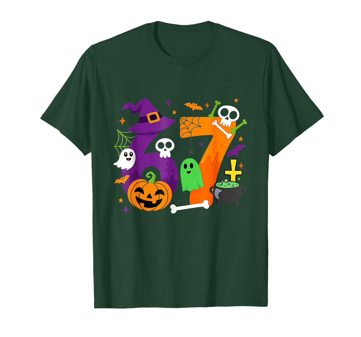 Funny Six Seven 6 7 Meme Design Couples Halloween T-Shirt