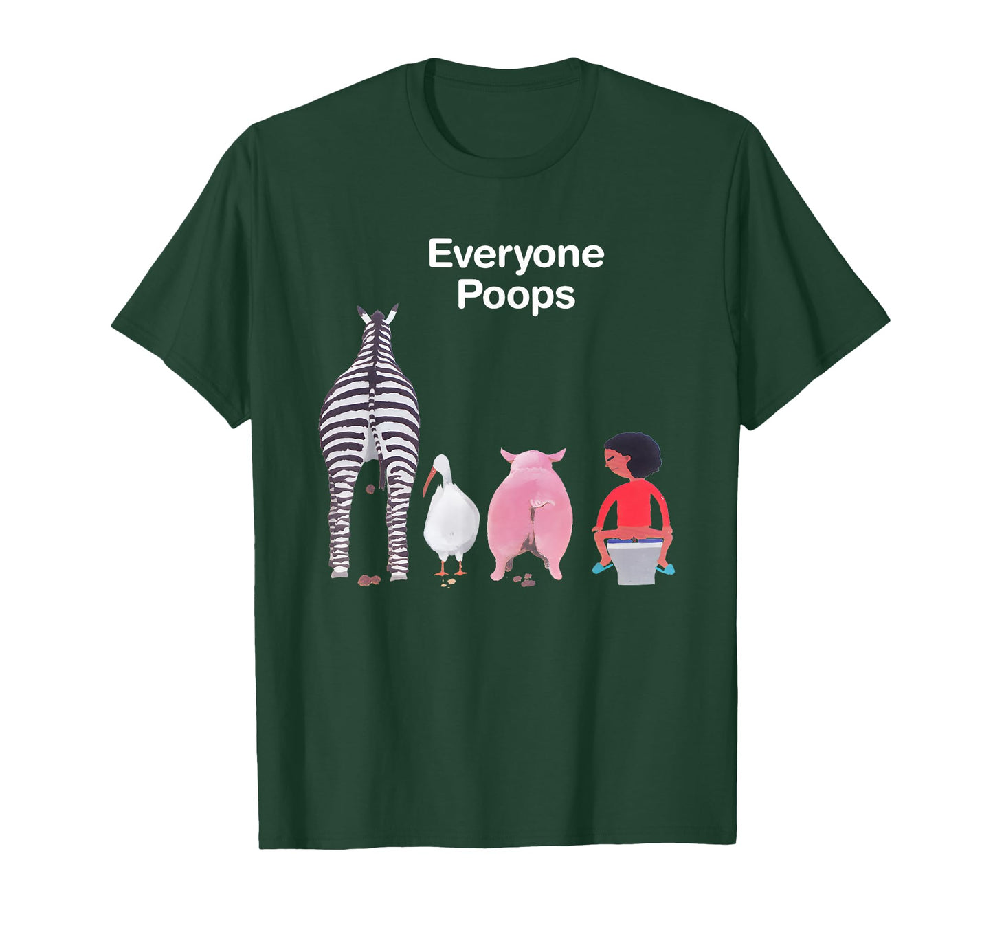 Everyone Poops Funny Zebra Pig Toilet Humor T-Shirt