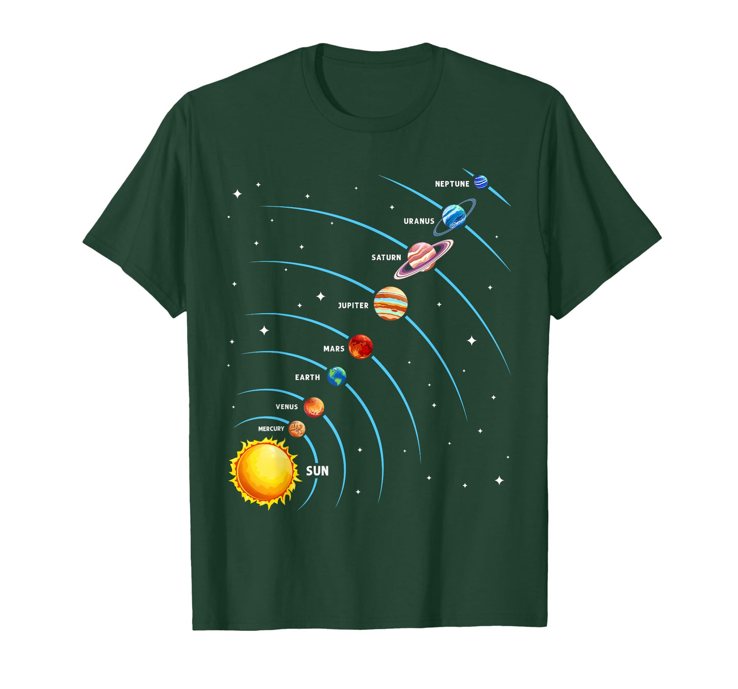 Solar System Colorful Space Planets Educational Kids T-Shirt