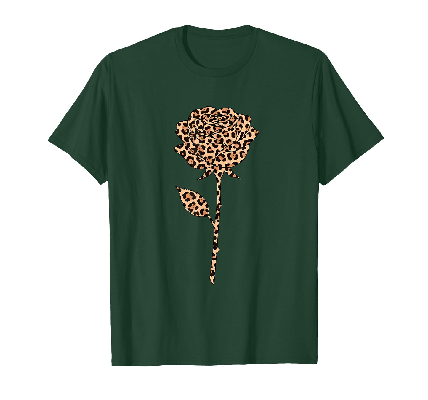 Leopard Rose Floral Safari Print Cheetah Pattern Jungle Art T-Shirt