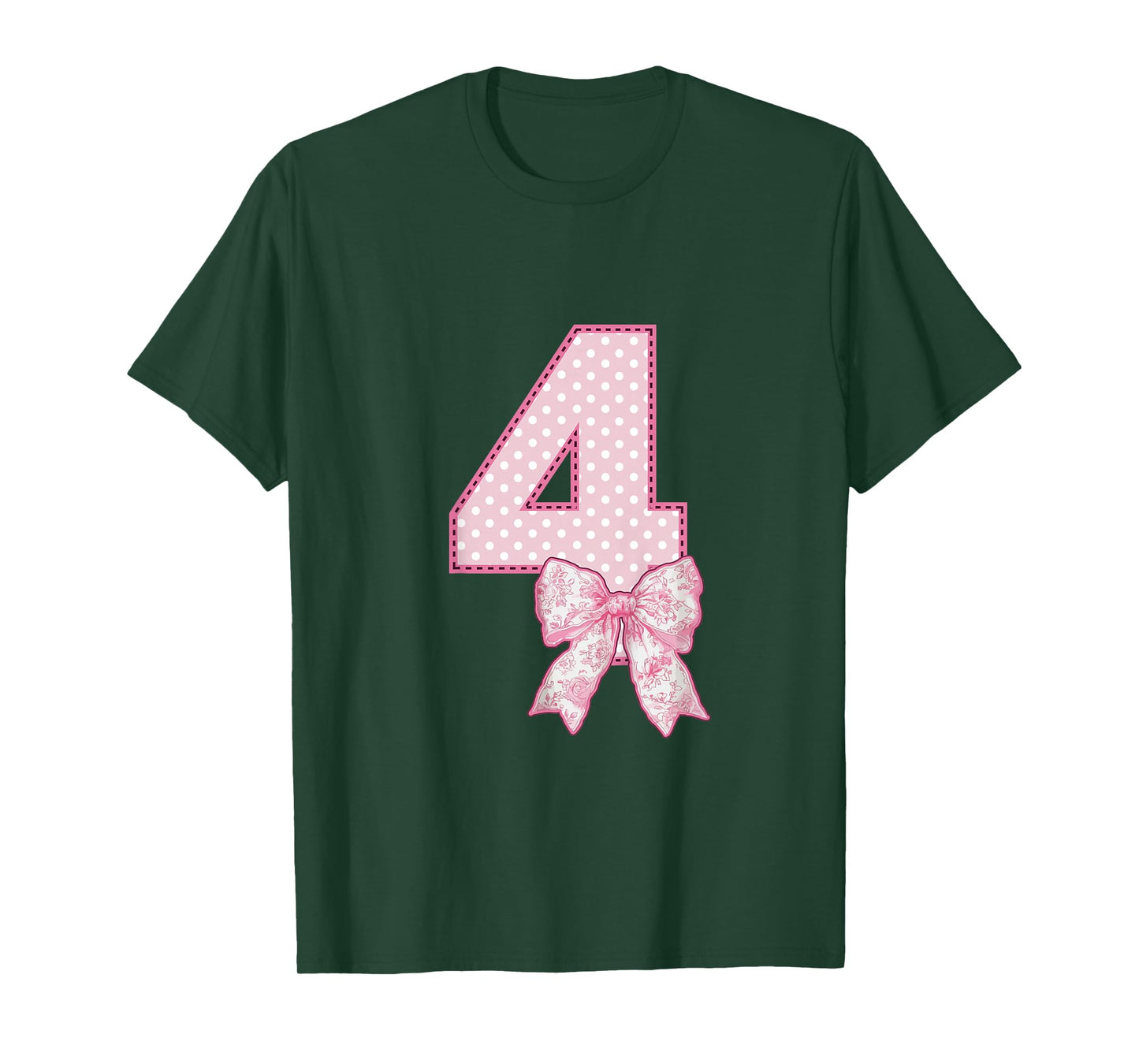 Kids 4th Birthday Shirt Girl Coquette Bow Kids Four 4 Year Old T-Shirt