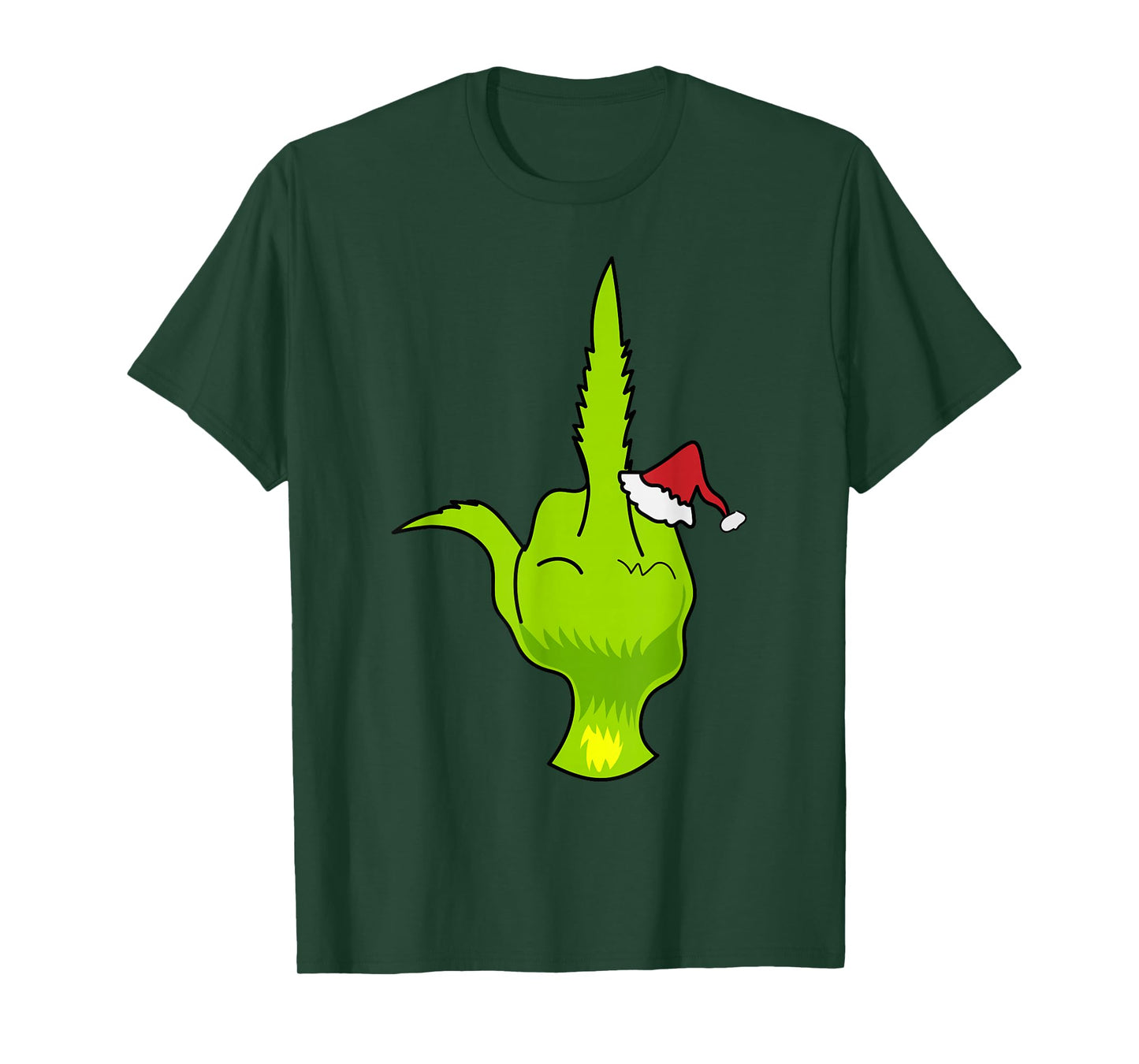 Funny Green Hand Middle Finger Xmas Santa T-Shirt