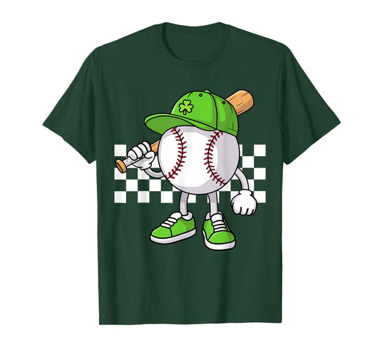 Boys St Patricks Day Baseball Player Pitcher Coach Kids T-Shirt