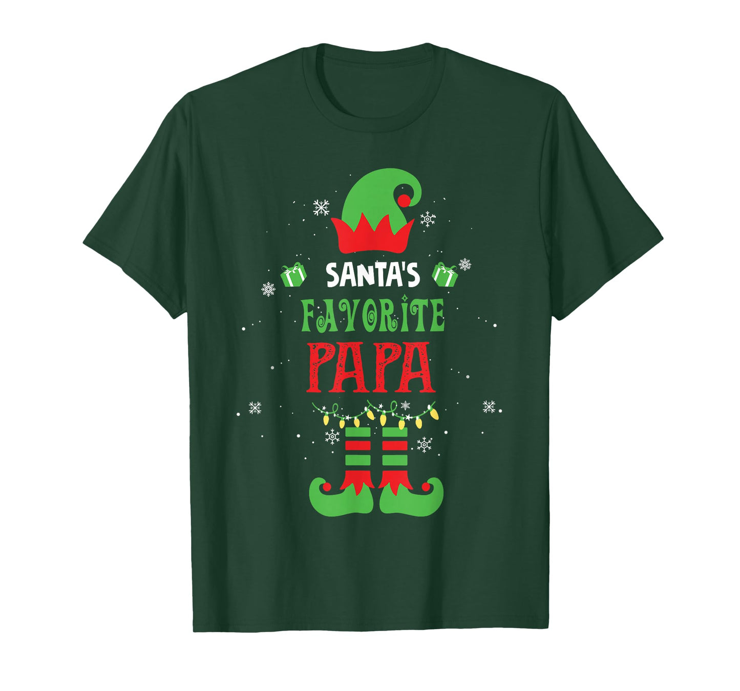 Santa's Favorite Papa Funny Elf Family Xmas T-Shirt