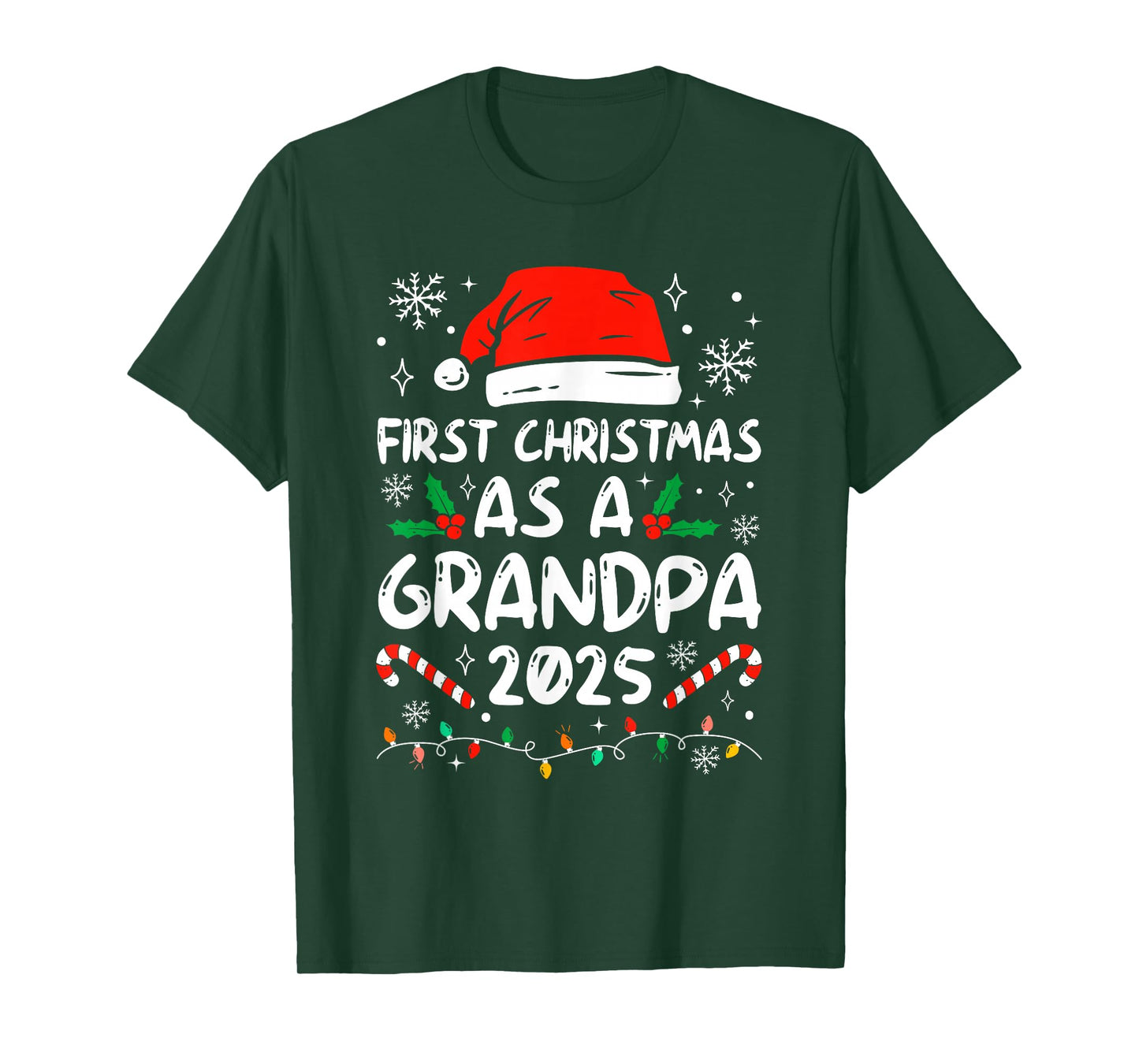 First Christmas As Grandpa 2025 Couples Family Pajamas T-Shirt