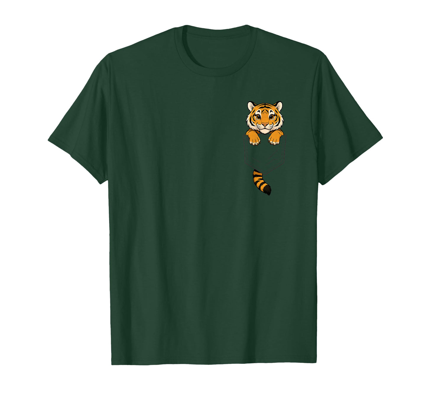 Funny Tiger Peeking in Pocket Animal Lover Men Women Kids T-Shirt