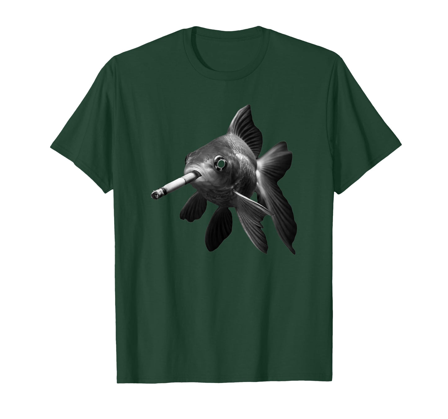 Smoking Black White Cigarette Fish Art T-Shirt