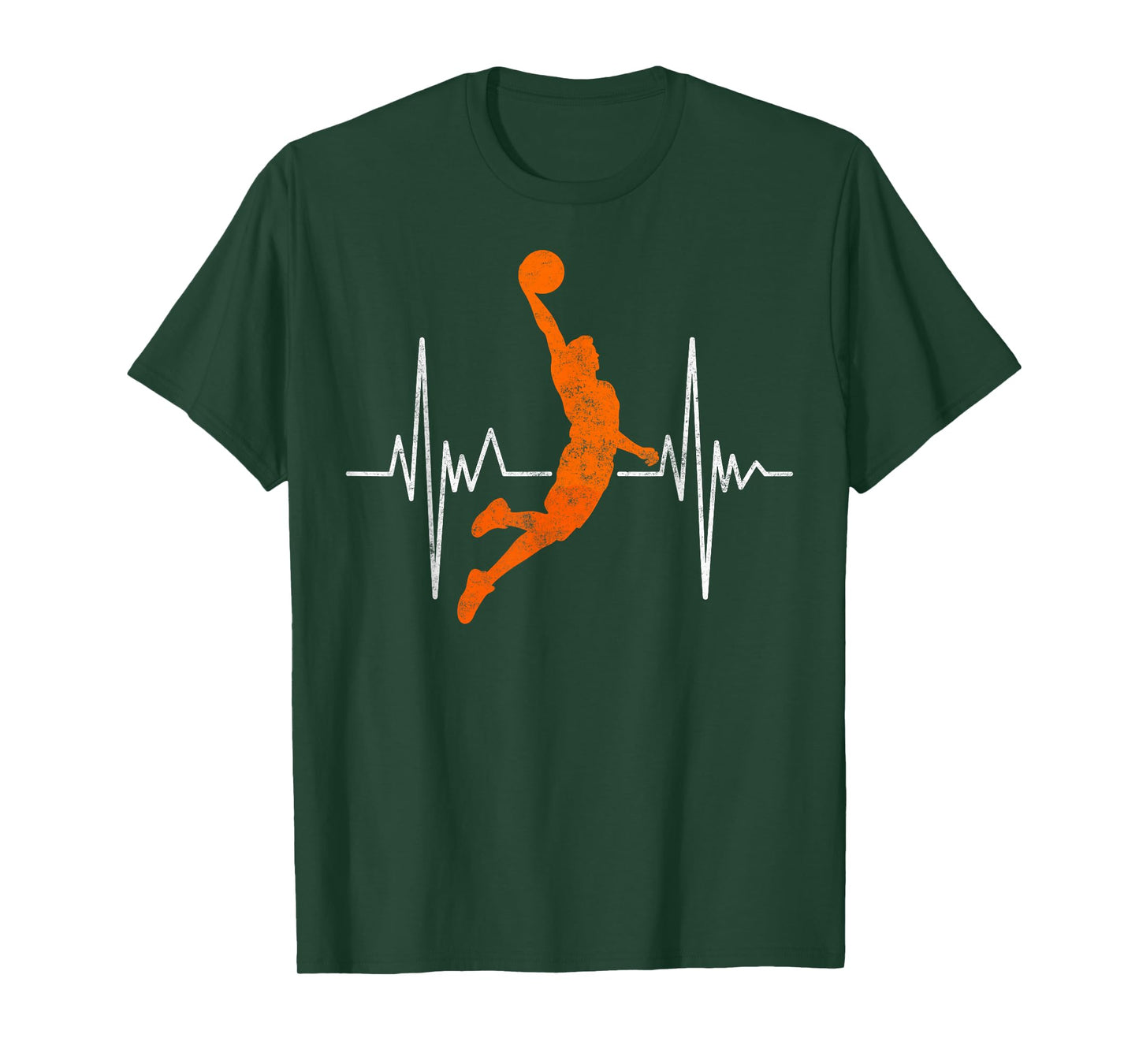 Vintage Heartbeat Basketball Player Ball Slam Dunk Fan Hoops T-Shirt