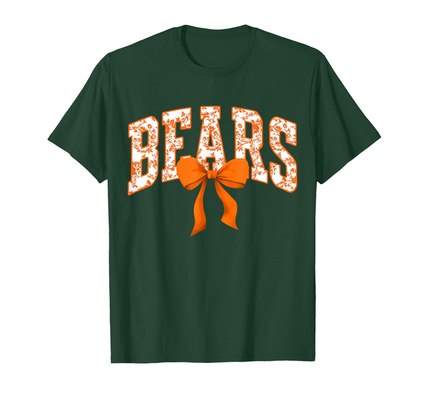 Bears Floral Toile Orange Coquette Bow Girls Womens Kids T-Shirt