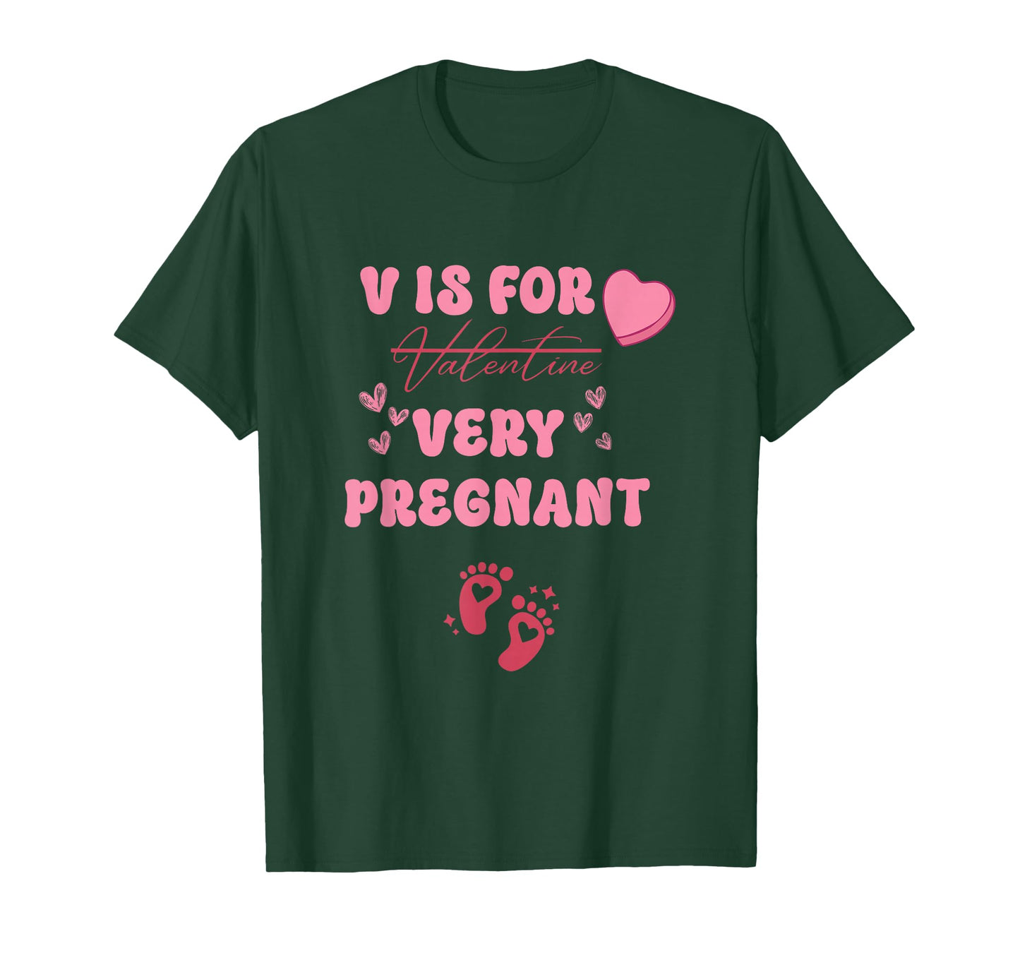 V is for Very Pregnant Valentines Day Pregnancy Announcement T-Shirt