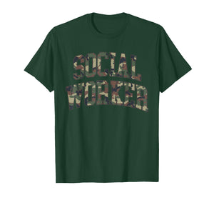 Camouflage Social Worker Social Work Month Hunting Season T-Shirt
