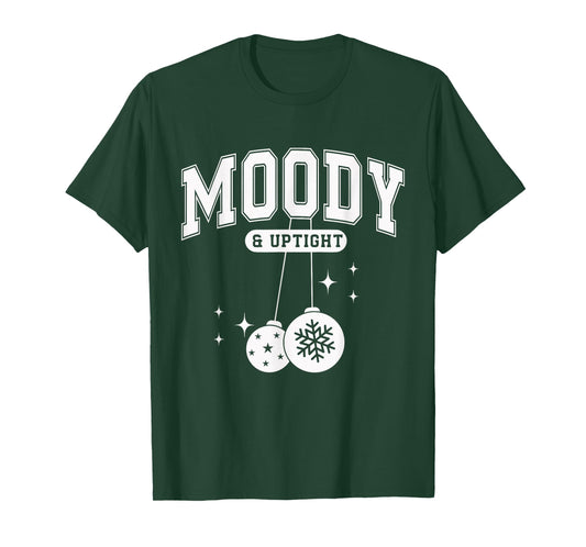 Moody and Uptight Merry and Bright Christmas Couple Pajama T-Shirt