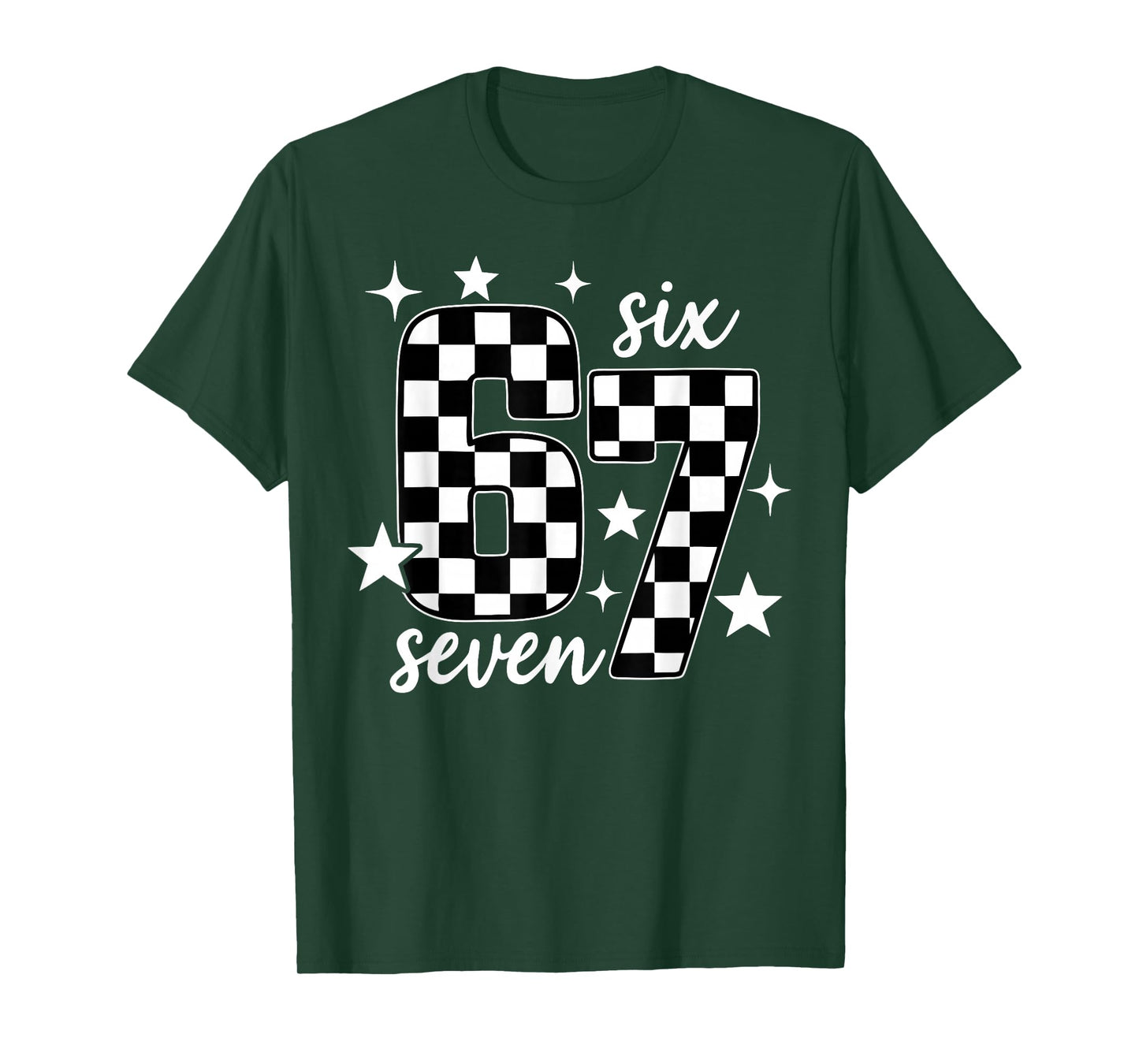 67 Checkered Six Seven Meme 6 7 Gen Alpha Teacher Teens Kids T-Shirt